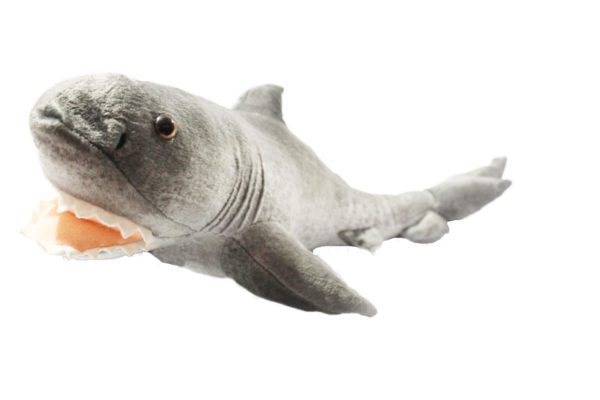 Tubarão cinza escuro realista de pelúcia - 58 cm