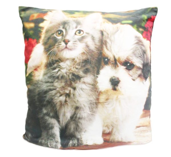 Almofada com estampa -Cachorro com Gato