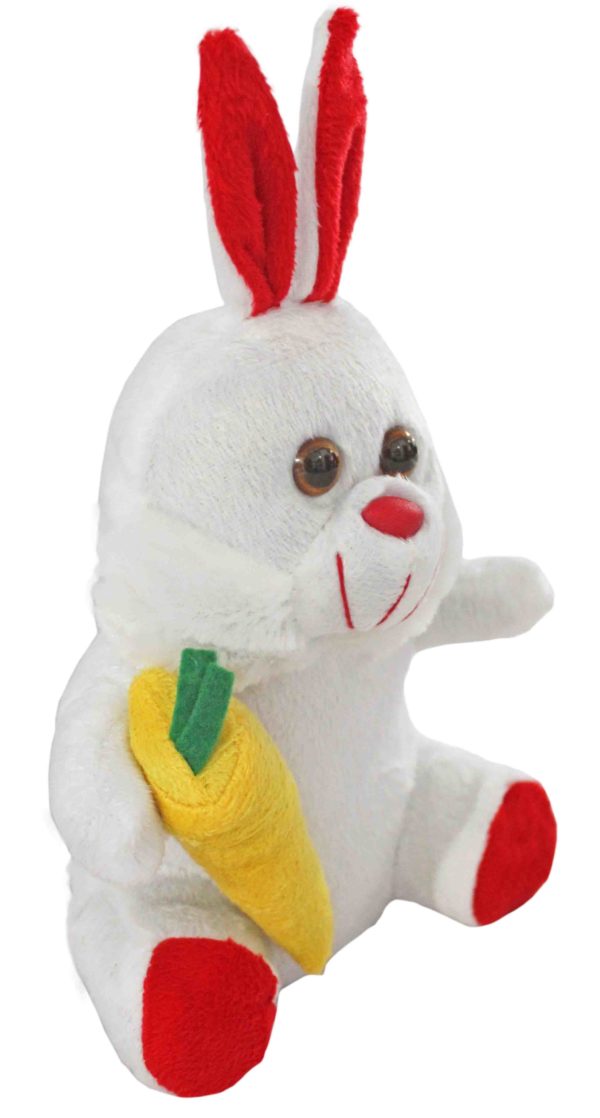 Coelho com cenoura de pelúcia branco com vermelho - 20cm - Imagem 3