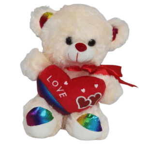 Urso de pelúcia bege com coração love - 26cm