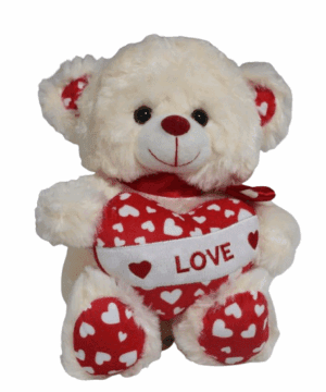 Urso de pelúcia bege com coração love - 26cm