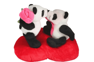 Casal Panda Beijinho no coração de pelúcia - 16cm