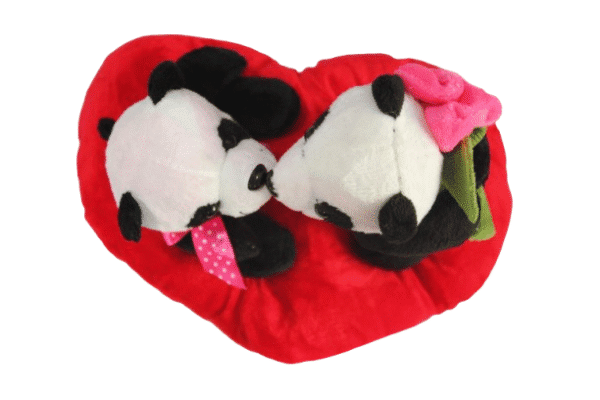 Casal Panda Beijinho no coração de pelúcia - 16cm - Imagem 2