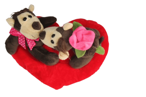 Casal Macaco Beijinho no coração de pelúcia - 16cm - Imagem 2