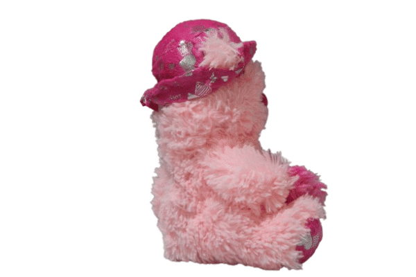Urso com Coração e Chapéu 25cm - Rosa - Imagem 2