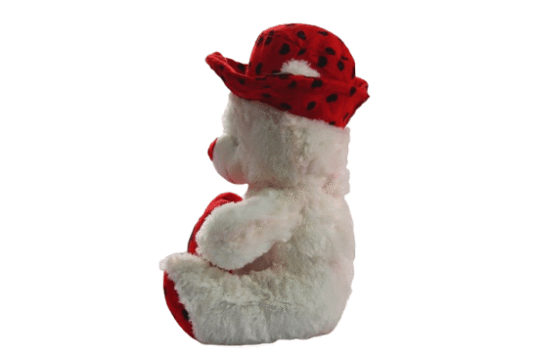 Urso de pelúcia Branco e vermelho com chapéu e coração - 42cm - Imagem 2