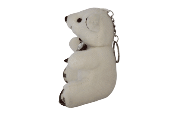 Chaveiro Urso de Pelúcia Branco com Pedraria - 10cm - Imagem 2