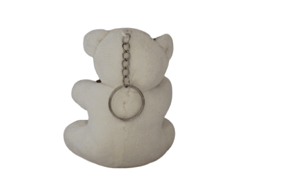 Chaveiro Urso de pelúcia Branco com coração  – 10cm - Imagem 2