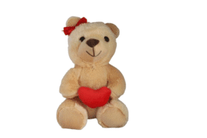 Urso de pelúcia com laço e coração- 22cm