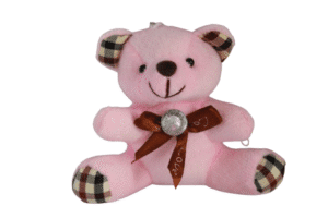 Chaveiro Urso de Pelúcia Rosa com Pedraria - 10cm