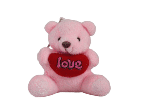 Chaveiro Urso de pelúcia Rosa com coração – 10cm