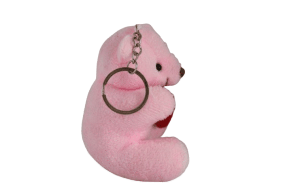 Chaveiro Urso de pelúcia Rosa com coração  – 10cm - Imagem 2