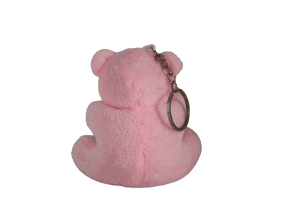 Chaveiro Urso de pelúcia Rosa com coração  – 10cm - Imagem 3