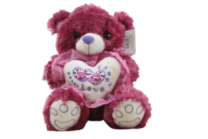 Urso Roxo de Pelúcia com Coração - 23cm
