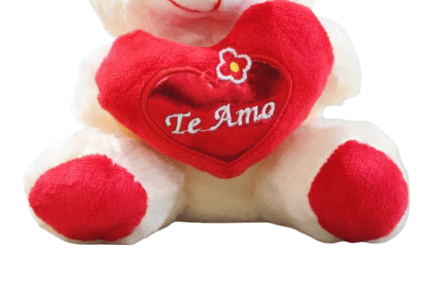Urso de pelúcia Bege com Coração Te Amo – 20cm - Imagem 2