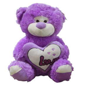 Urso de Pelúcia com Coração Love Roxo – 38cm