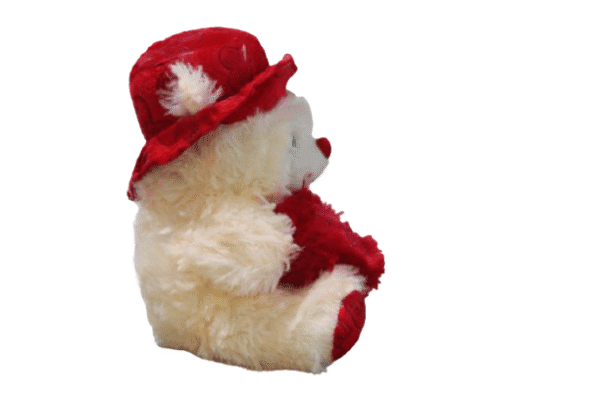 Urso com Coração e Chapéu 25cm – Bege com vermelho - Imagem 2