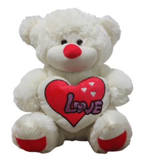 Urso de pelúcia com coração love branco e rosa - 38cm