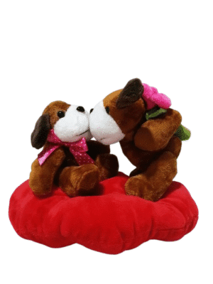 Casal Cachorro Beijinho no coração de pelúcia - 16cm