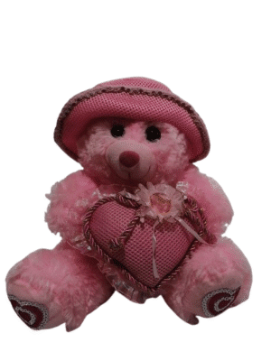 Urso de pelúcia Rosa com coração - 25cm
