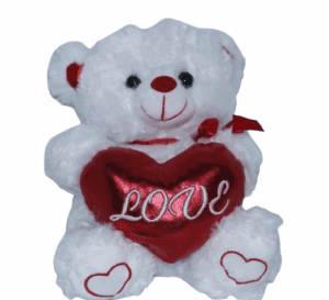 Urso de pelúcia branco com coração love - 26cm