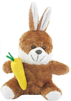 Coelho com cenoura de pelúcia Marrom – 20cm