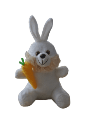Coelho com cenoura de pelúcia Branco - 20cm